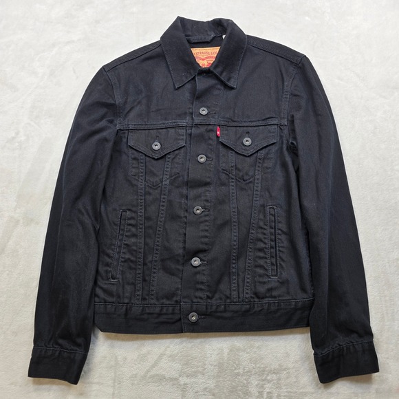 Levis Trucker Denim Jacket Mens Small Mens Black Classic Jean Jacket - Picture 2 of 12